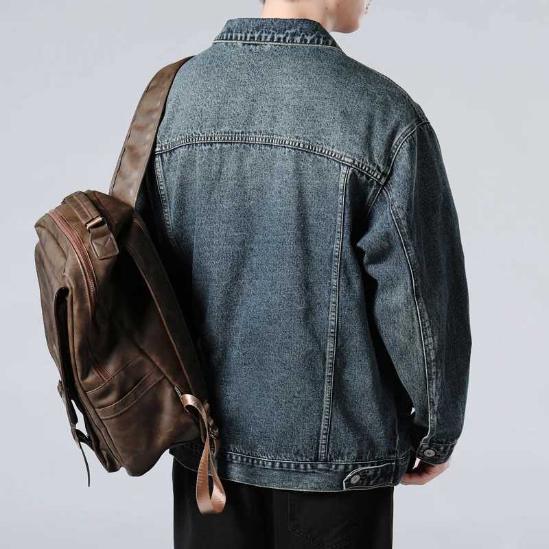 New spring and autumn style mens black denim jacket Korean style young casual jacket loose men M260309