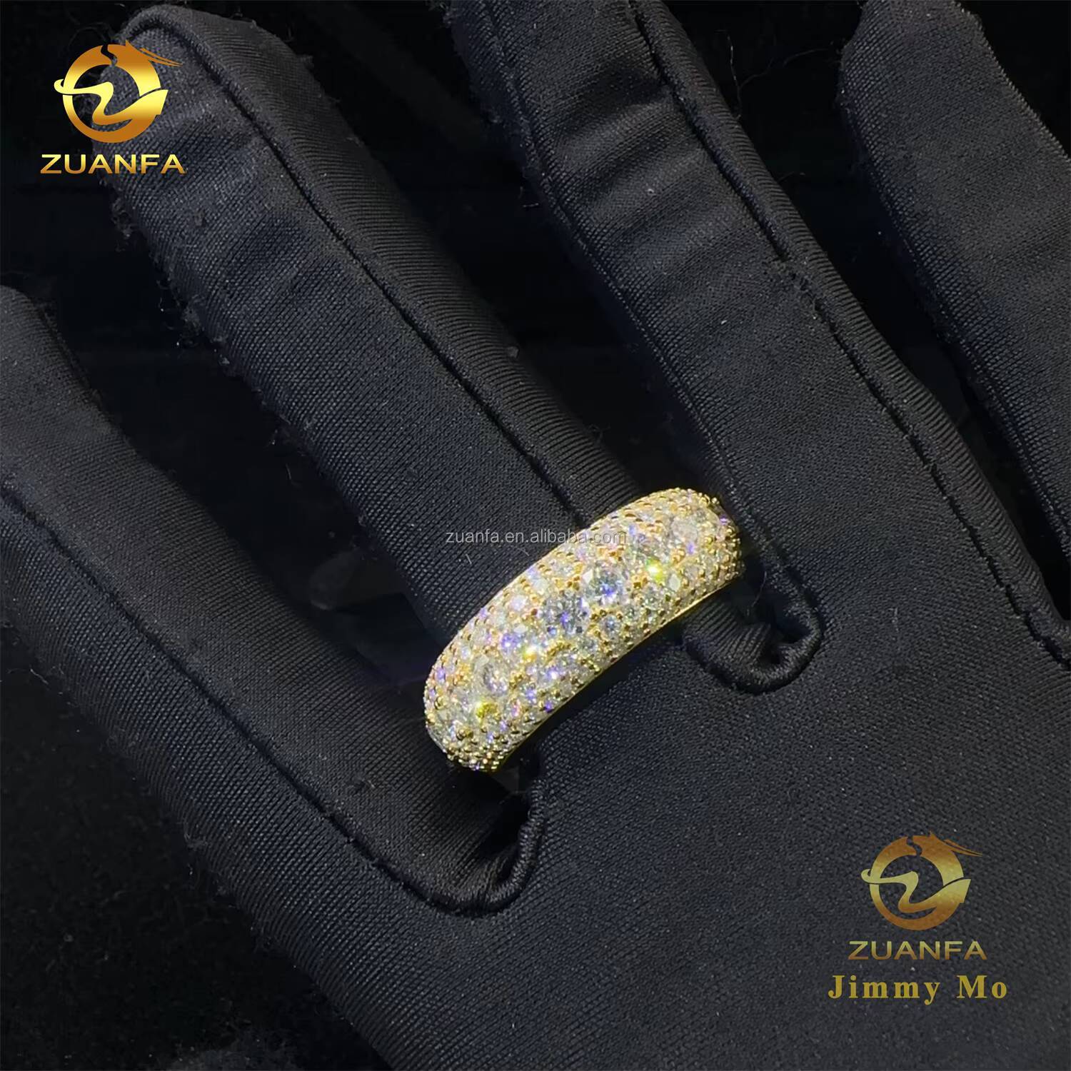 High End Luxury 925 Solid Silver Bridal Wedding Jewelry VVS1 5Rows Stone VVS1Brilliant Moissanite Eternity Engagement Band Ring
