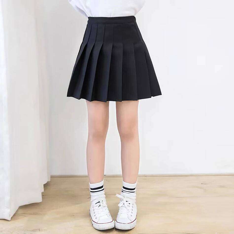 Girls Summer Dress Kids Fashion Solid Color Pleated High A-Line Children Casual Elastic Waist Mini Skirt Bottoms XJ260309
