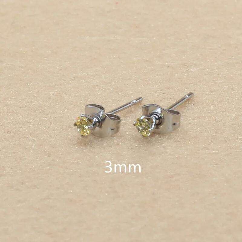 3mm AAA Round Colorful Zircons Red Stud Earrings With Stianless Steel Needle Brief Jewelry 20 Colors For Choose No Allergy H260309