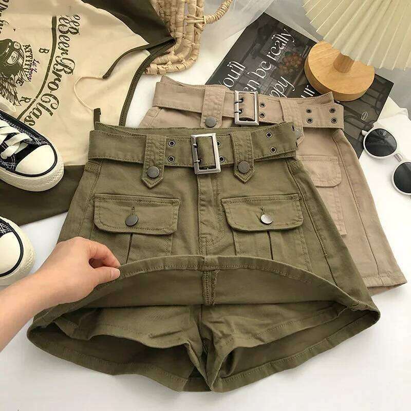 Women Mini Denim Skirts Multi Pockets Streetwear Personal Cool Ladies High Waisted A-line Wrap-around Cargo Skirt 2025 New XJ260309