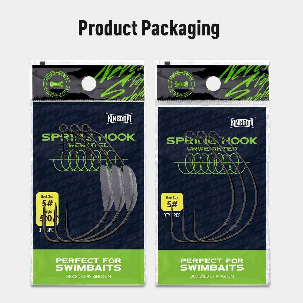 Kingdom 3# 5# 6# 8# 10# Carbon Steel Soft Bait Spring Lock Fishing Hooks S260305