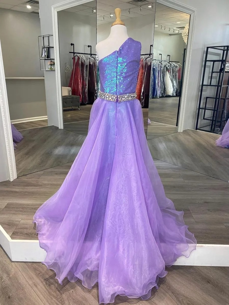 Lilac Girl Pageant Dress Jumpsuit One Shoulder Sequin Romper Kids Formal Party Occasion Gowns Customized Y84 - view 6