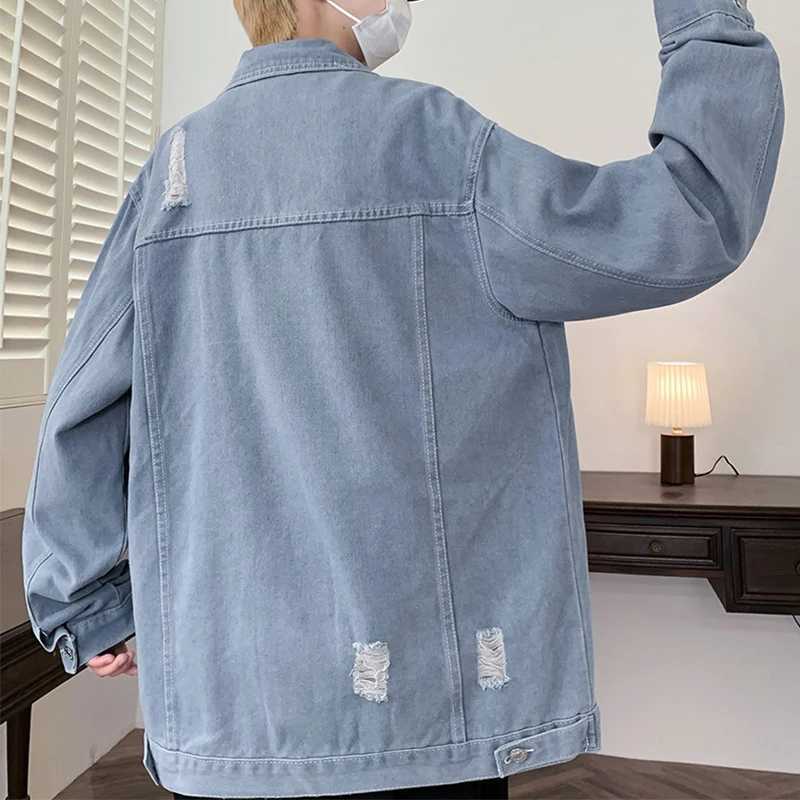 Casual Mens Cotton Denim Jackets 2026 Spring Autumn Loose Jeans Youth Hip Hop Streetwear Solid Denim Coats Cowboy Tops Clothing M260309