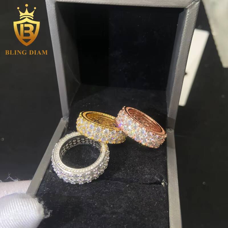 925 Sterling Silver Moissanite Ring Full Diamond Ring Iced Out Moissanite HipHop Style Jewelry Ring Pass Diamond Test with GRA