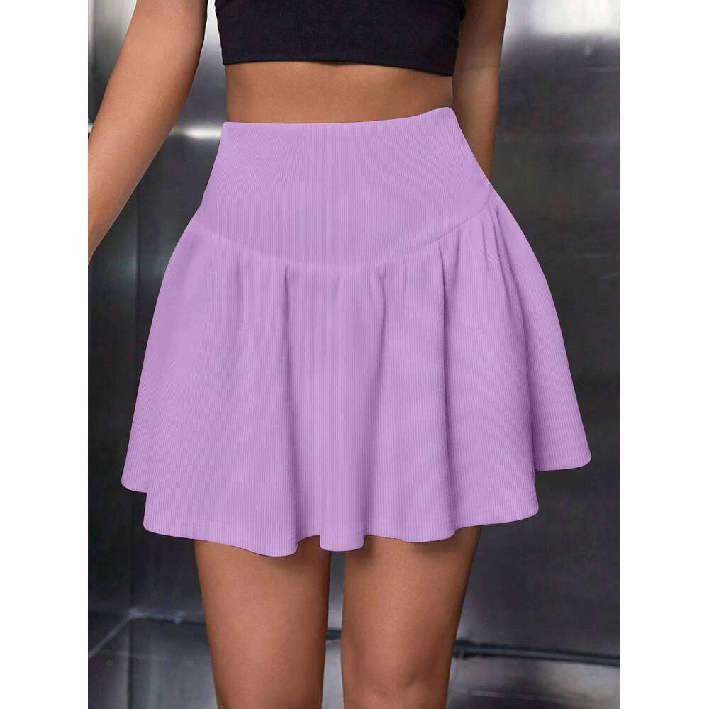 Sexy Halter Short Summer Solid Color Y2K Style Folding Slim High Women's Casual Mini Skirt XJ260309