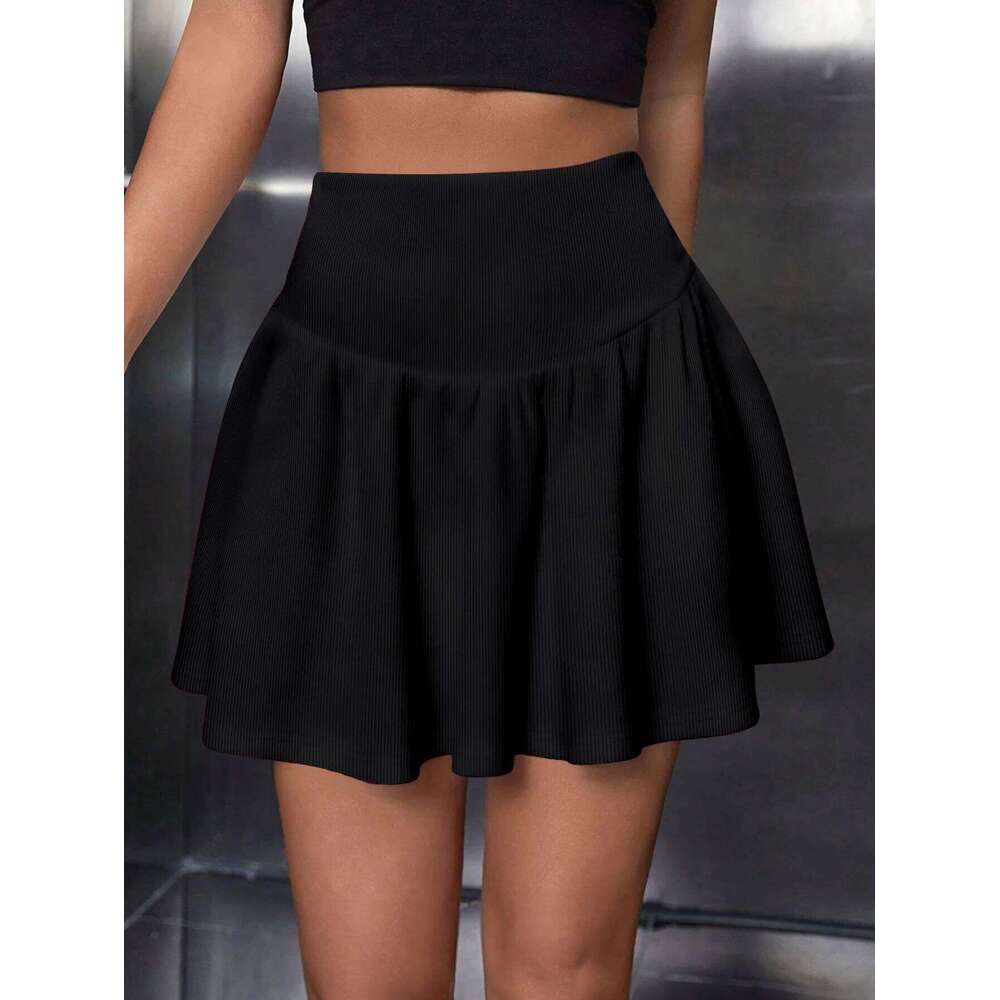 Sexy Halter Short Summer Solid Color Y2K Style Folding Slim High Women's Casual Mini Skirt XJ260309