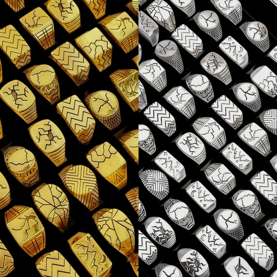 6/8/12/24/36/48/100Pieces Vintage Punk Geometry Square Rings Set For Women Men Mix Style Retro Skull Eye Finger Jewelry Party 260303