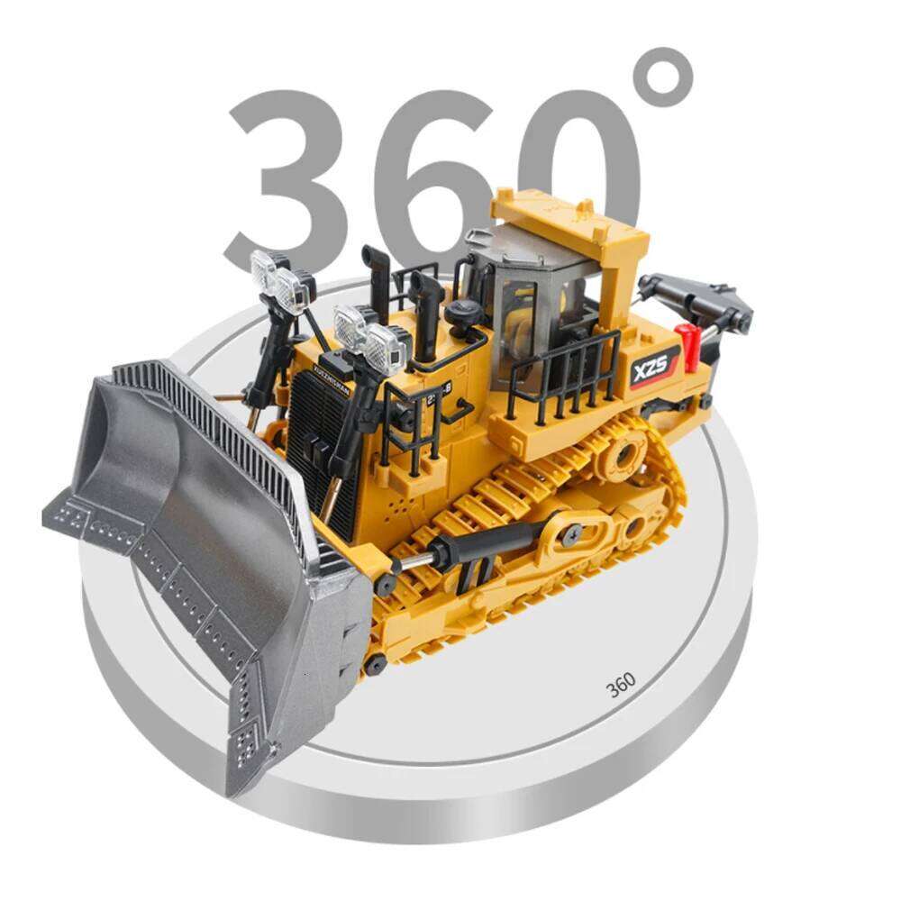 1:24 Rc Truck 9CH Bulldozer crawler 2.4G Remote Control Car Excavator Alloy Bucket 9 Channel Engineering Vehicle Toy for Boy Kid C260306