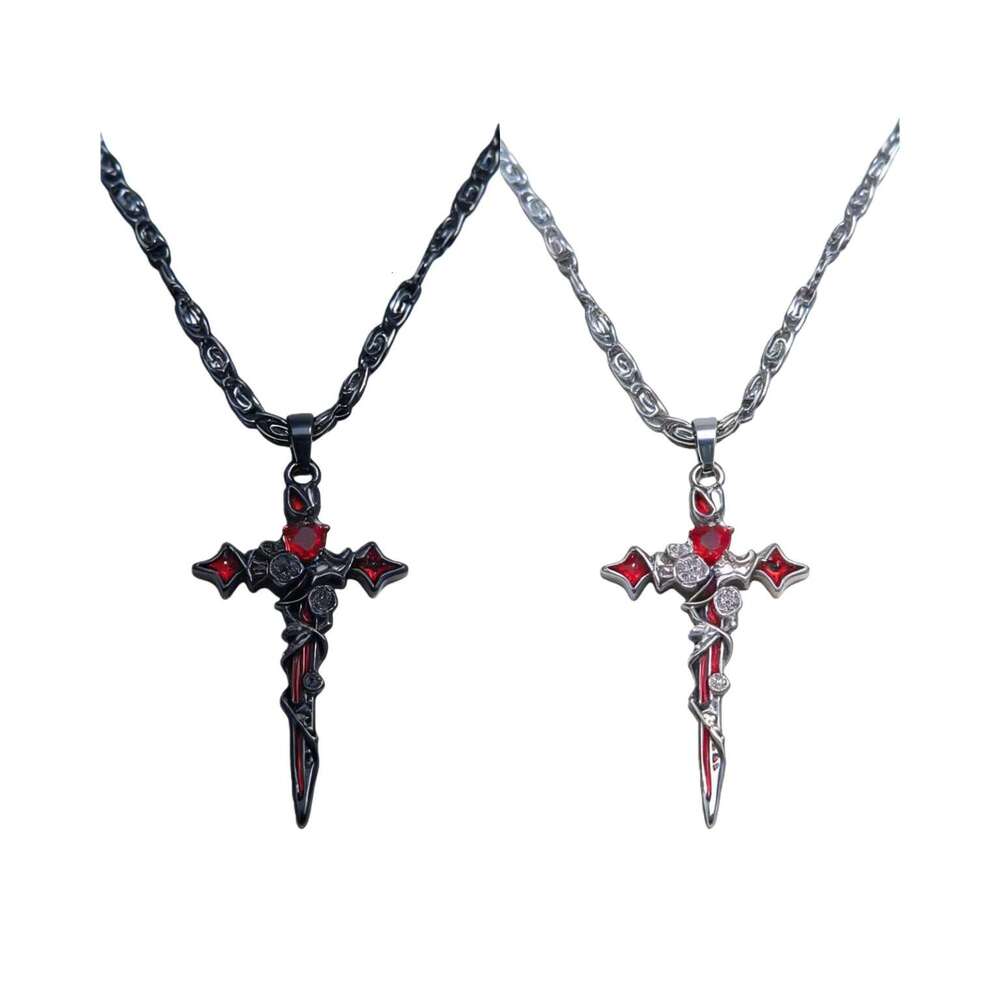 Womens Jewelry Earrings stud black and white cross red heart gem pendant earrings gothic punk style personality unique earrings suitable for dating pa - view 6