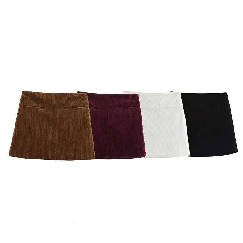 Willshela Women Fashion Solid Side Zipper A-Line Mini Skirt Vintage High Waist Female Chic Lady Skirts XJ260309