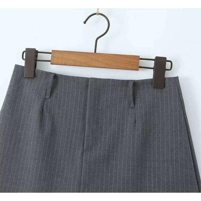 YENKYE Y2K Cool Girl Striped Pencil Mini Skirt Vintage High Waist Sexy Women Black Gray Summer Skirts XJ260309