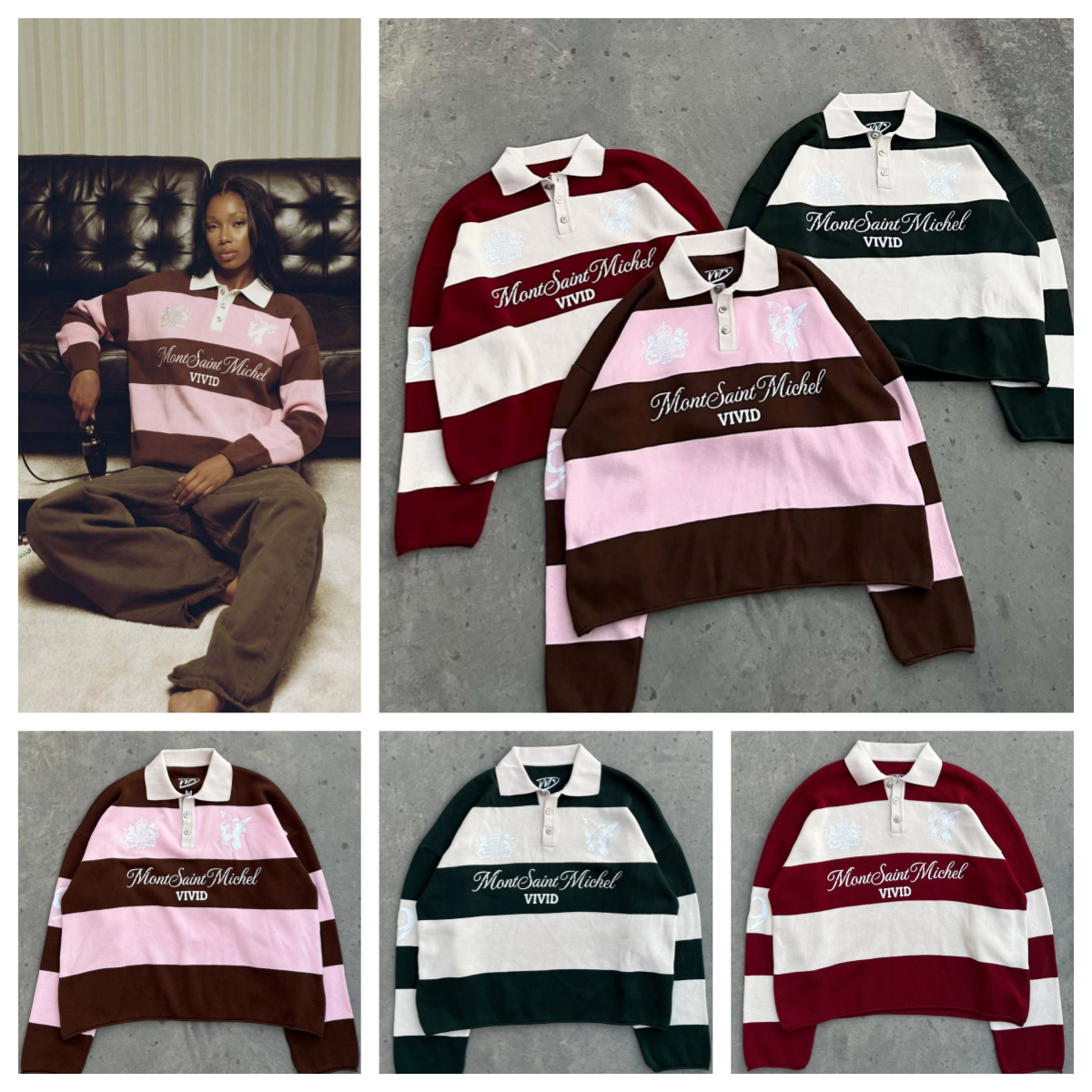Men's T Shirts Vivid Print T-Shirts Rugby Stripe Polo Shirt Y2K Retro Loose Shorts Classic Loose Long Sleeve Men Clothing Vintage T-Shirts