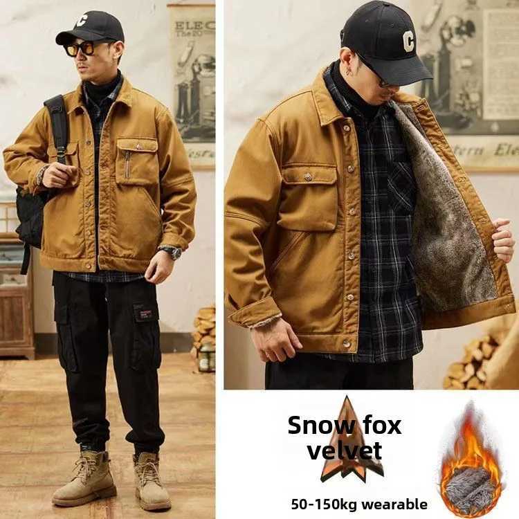 Winter 2026 Thermal Velvet Thickened Cotton-padded Coat Warm Men Clothing Denim Jacket Streetwear Blue Korean Fashion Coats M260309