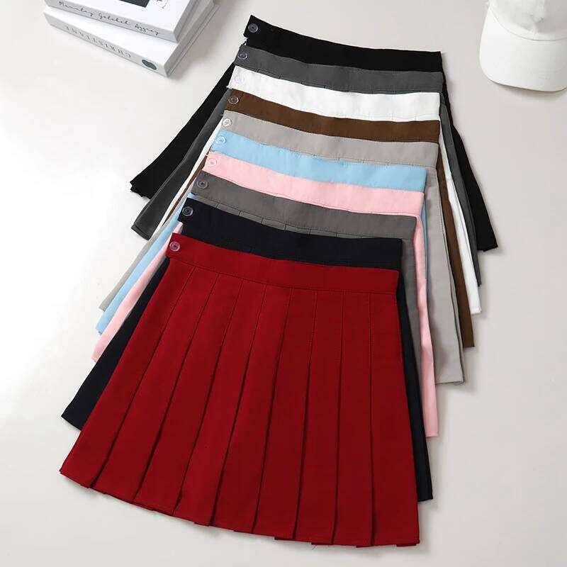 Black Mini Summer Women's Clothes Korean Stylish Saia Blue High Waist Skort Brown School Uniform Girls Short Pleated Skirt XJ260309