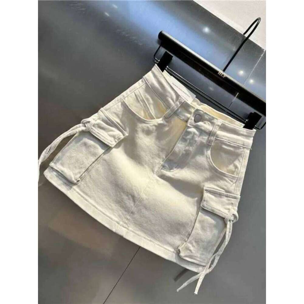 2024 New Fashion Three Dimensional Strap Pocket Wash High Tooling Denim Women Y2K Summer Vintage Casual Joker A Skirt XJ260309