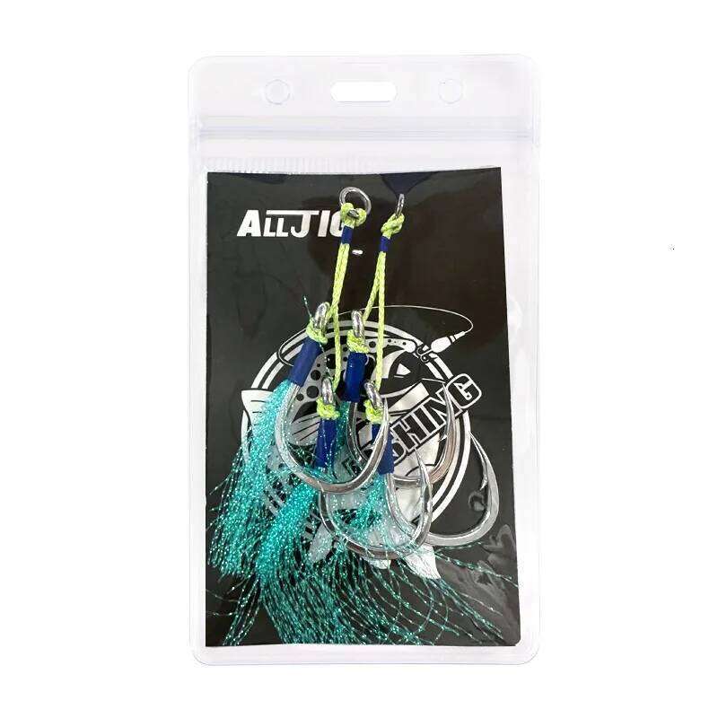 BKK 8062 High Carbon Steel Fishing Cast Jigs Assist Hook Barbed Double Jig Hooks UV Glow Thread Feather Fishhook S260305