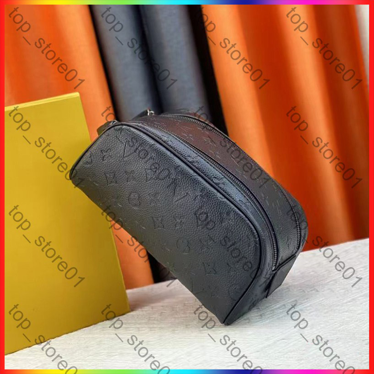 Designer makeup bag shoulder bags double zippe women's travelling toilet bag dopp kit toilet pouch luxury large capacity crossbody cosmetic bag leather wallet purse