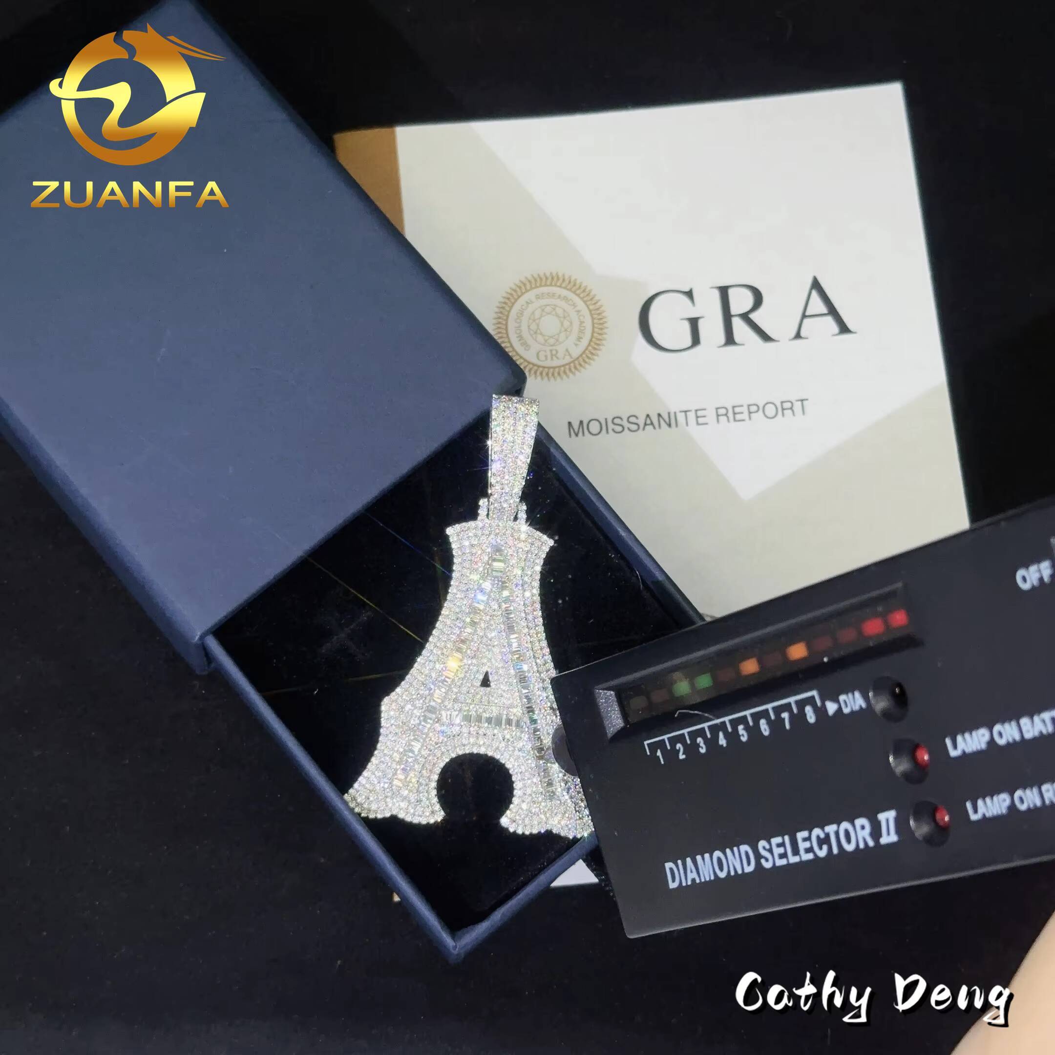 New Custom Iced Out Letter Pendant 925 Silver Baguette Cut VVS Moissanite Hip Hop Letter Pendant Necklace Pass Diamond Tester