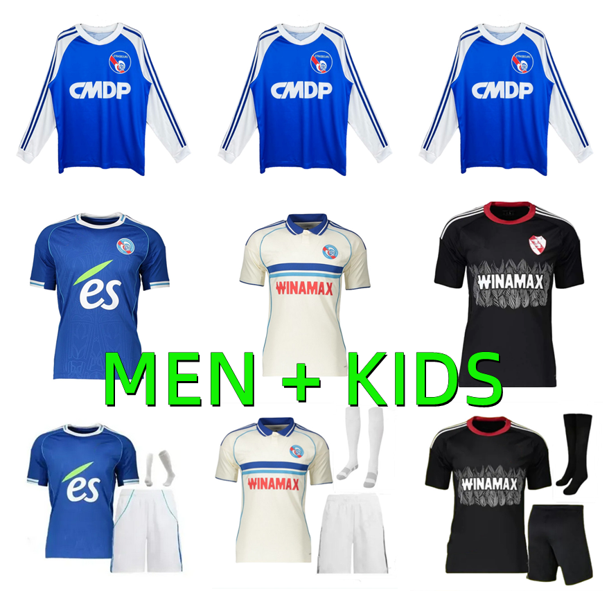 2025 2026 Strasbourg PANICHELLI Soccer jerseys 25 26 maillot de foot EL MOURABET EMEGHA BAKWA MWANGA MOREIRA JR G.DOUE AMO GODO 1978 retro Football Shirts men kids kit