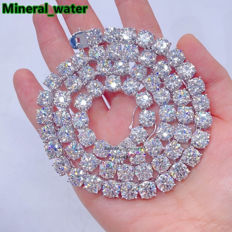 Sterling Silver White Gold 8mm Diamond Tennis Chain Hip Hop Men Moissanite Jewelry