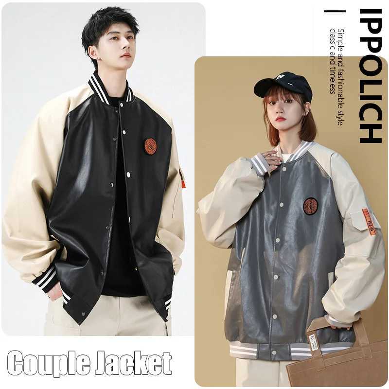 Couple Jacket Bomber Jackets American Woman Outerwear High Street Embroidered PU Leather Jacket Mens Loose Match Baseball Coat M260309