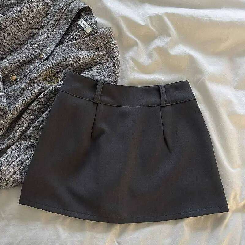 Streetwear Black Mini Skirt Women Fashion Preppy Sexy Gyaru Hip Wrap Skirts Summer Elegant Korean High Waist A Line Faldas New XJ260309