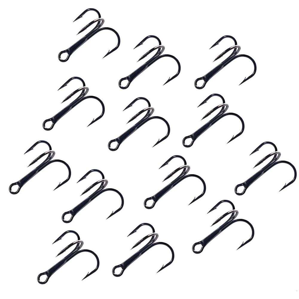 Hengjia 20pc High Carbon Steel Treble 2# 4# 6#8# 10# 12#14# Bent Triple Fishhooks Set Anchor Hooks For Sea Fishing S260305