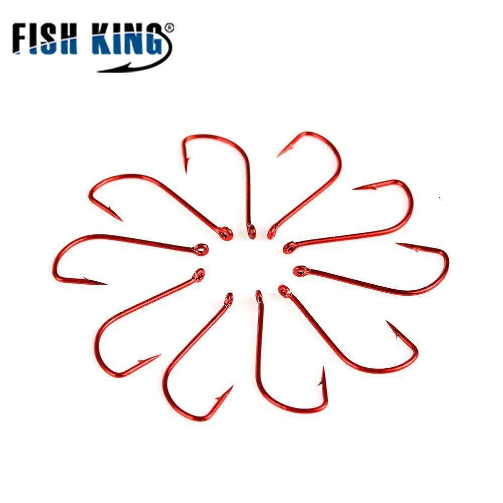 FISH KING 10-50pcs SODE Fishhooks High Carbon Steel Carp Hooks Ringed Barbed Single Hook With Eye For Fishing S260305