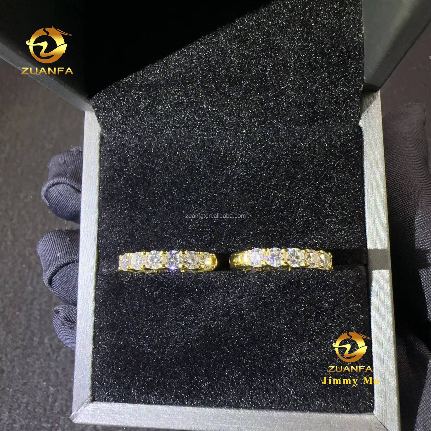 New Trendy Fashion Pass Diamond Tester Hip Hop Iced Out Style Jewelry 925 Silver VVS1 Moissanite Diamond Hoop Earrings Man