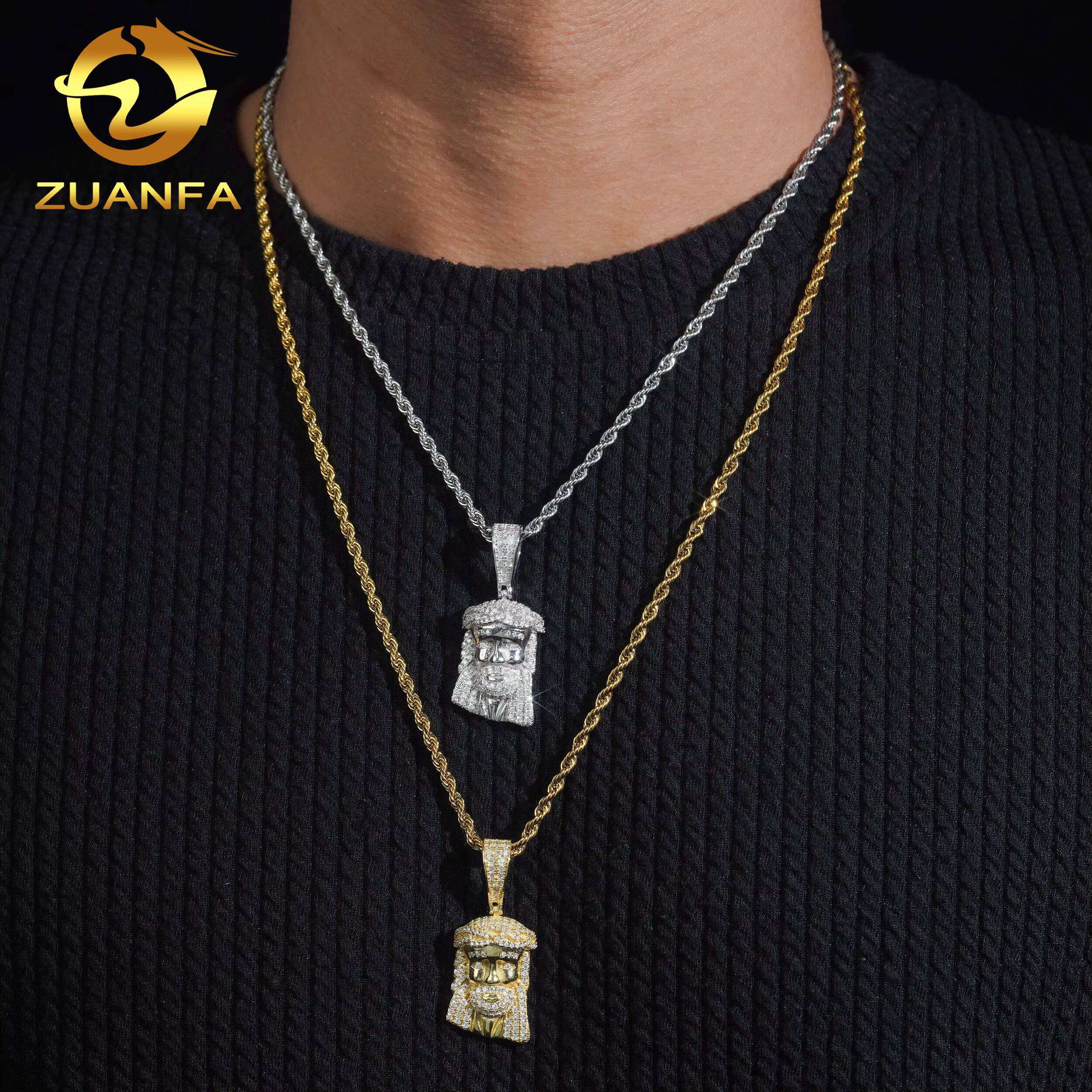 Small Jesus Piece Real Gold Vermeil Iced Out Jewelry Rapper Custom Moissanite Pendant Jesus Pendant Pass Diamond Tester