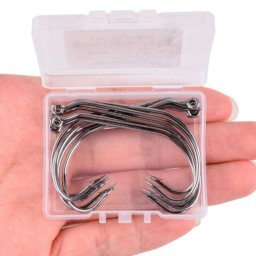10pc/box Set Carbon Steel Wide Crank Offset Fishhook for Soft Worm Lure Barbed Hook carp Fishing Hooks Tackle S260305