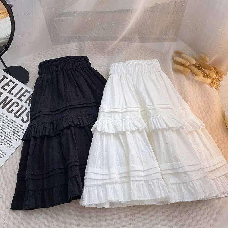 Sweet Cute Lace Mini Skirt Women Kawaii White Ruffles Pleated Short Woman 2025 Summer Korean High Waist A Line Skirts XJ260309