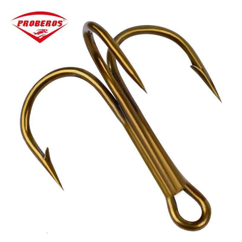 PRO BEROS 100pcs/pack Super Sharp Barbed Hook Treble Fishing Hooks 2/4/6/8/10/12/14# High Carbon Steel Tackle Fishhooks S260305
