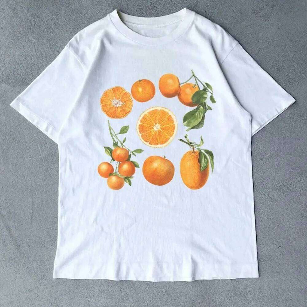 Fruit Cottagecore Clothing Oranges Tee Orange Lover Gift Fruits Shirt Summer Aesthetic Cotton Shirts Citrus TShirt XJ260306