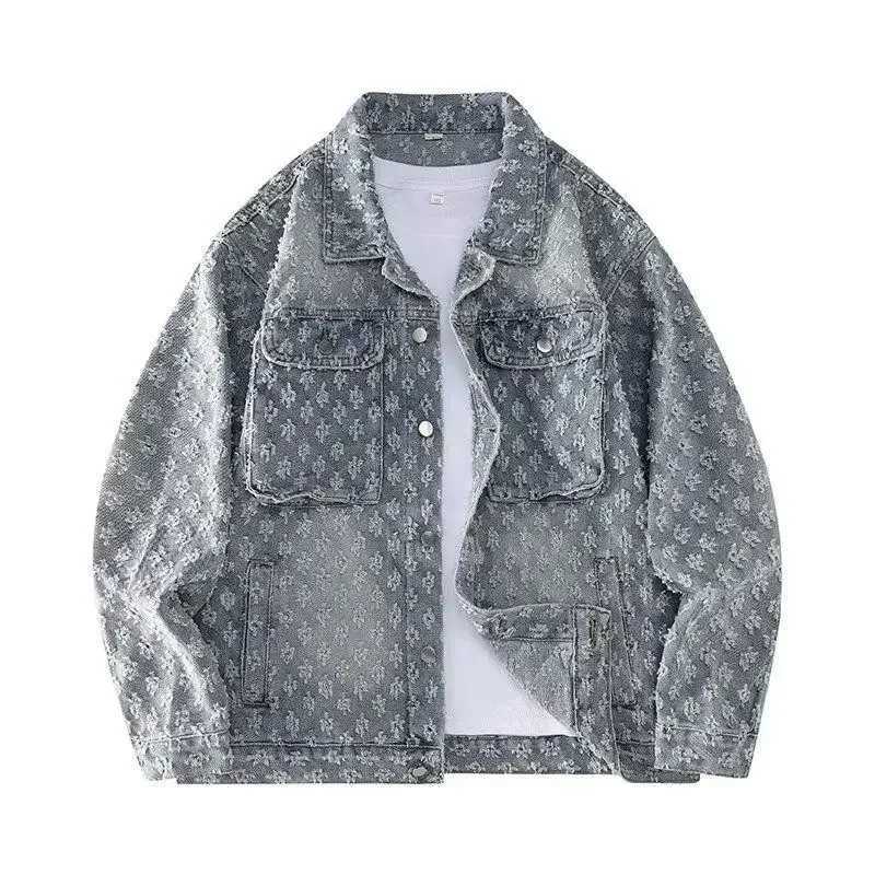 Fashion Stylish Clothing Loose-fitting Jacket for Casual Cotton Suitable Spring and Autumn Water-washed Jacquard Jacket M260309