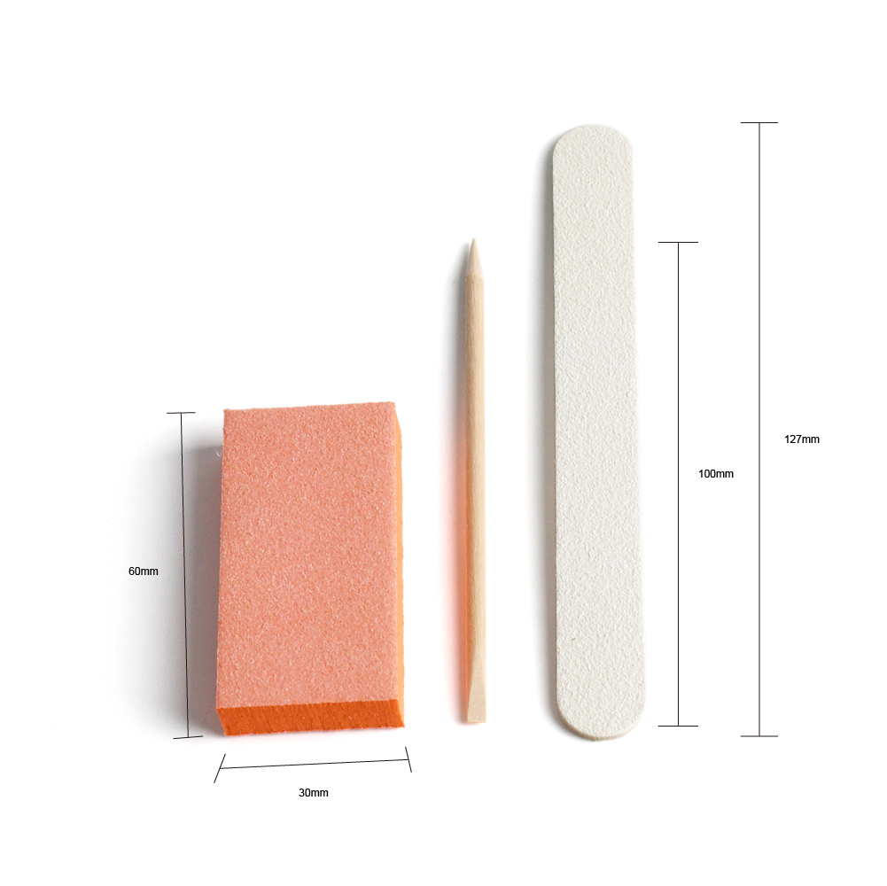 Disposable Manicure 3 Piece Nail Kit, Wood Nail File 100/180 Grit, Mini Buffer 80/100 Grit, Wood Stick,300Set