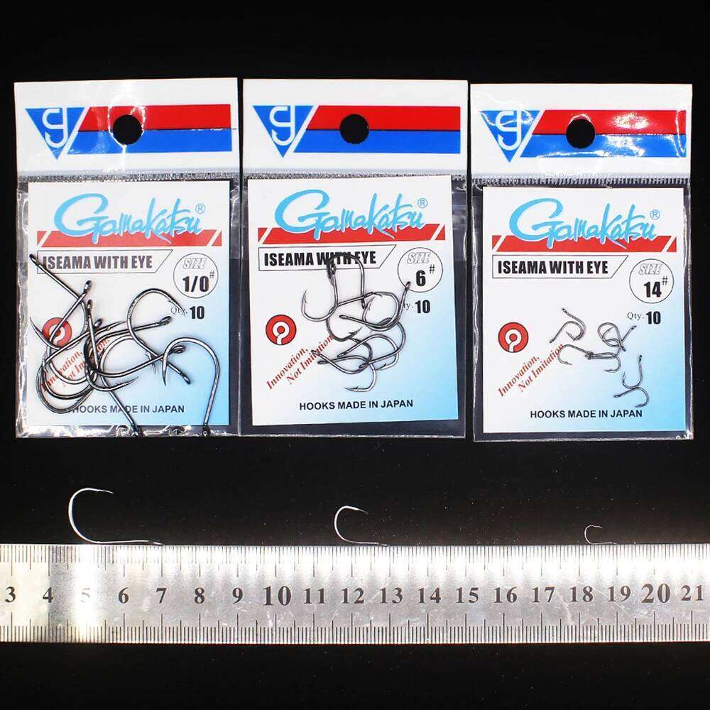 Gamakatsu 10pcs/lot Iseama 1/0#-14# Hooks Carp Hook High Carbon Steel Sea Fishinhook Fly Fishing Accessories Tackle S260305