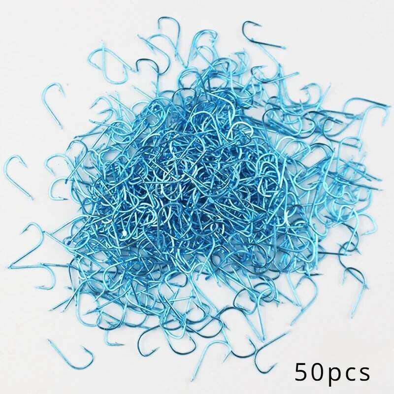 100pcs Fishing Hook 1#-8# Barbed Nobarb Fishhook Tiny Blue Green Pink Fishhooks Uncircle No Ring Carp Hooks Tackle Flat Body S260305