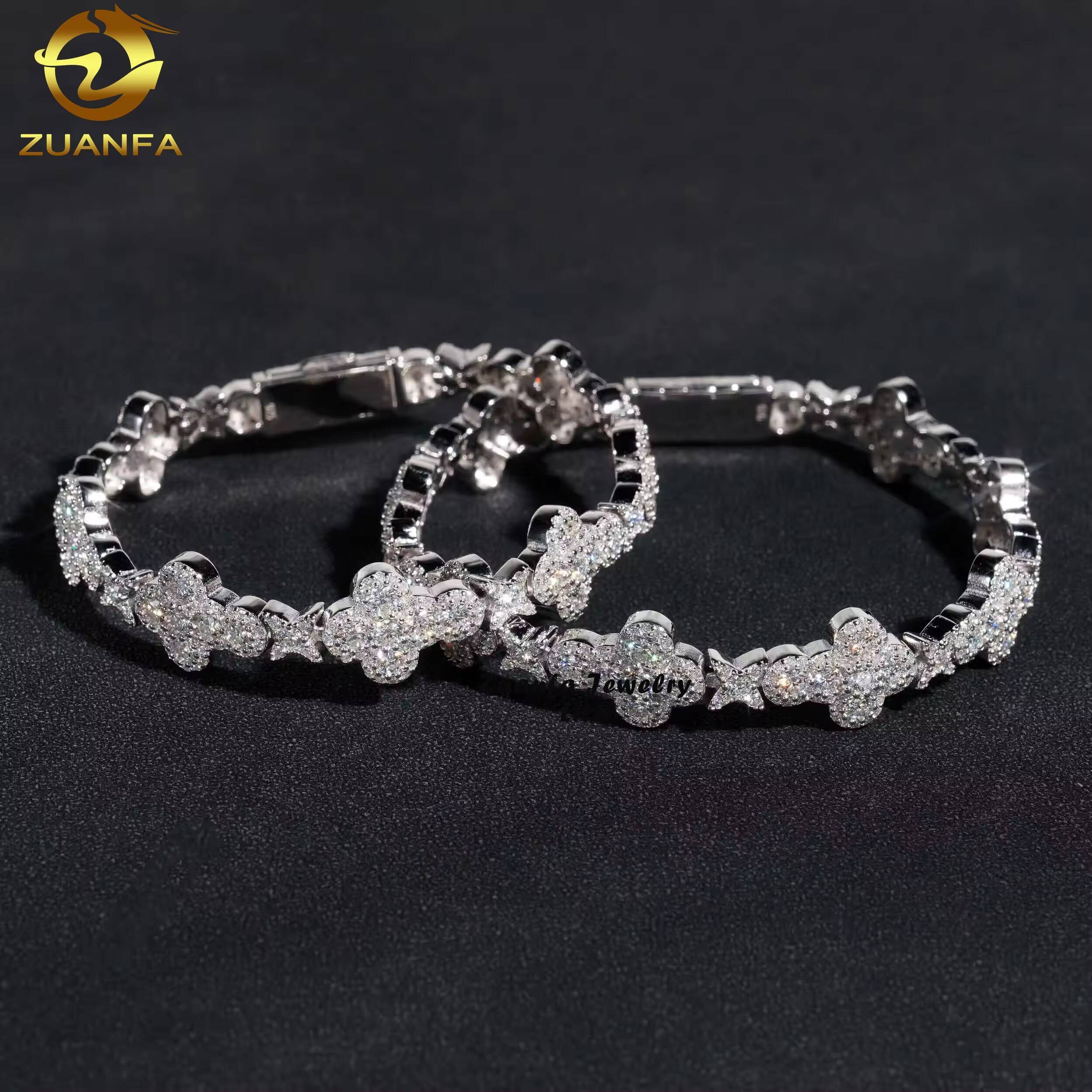 New Arrivals 925 Sterling Silver Tennis Necklace Moissanite Diamond 10mm Cross Star Cuban Link Chain