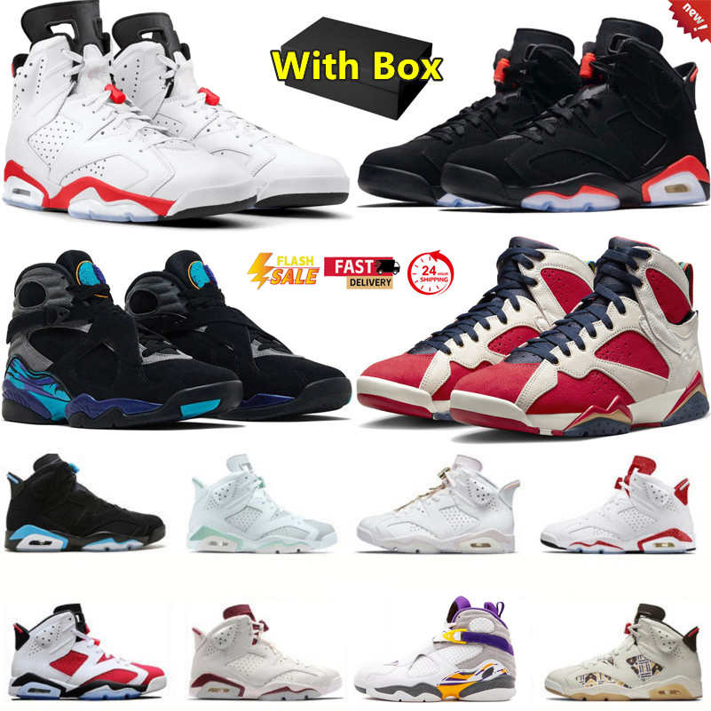 2026 with box 6 7 8 mens basketball shoes 6s White Black Infrared Toro 7s Trophy Room 8s Auqa Valentines Day men trainers sports sneakers sneaker