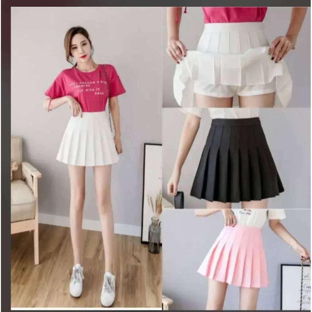 Solid Color Pleated for Women 2025 Summer New High Waist Slimming Spicy Girl College Style JK Short A-line Skirt XJ260309
