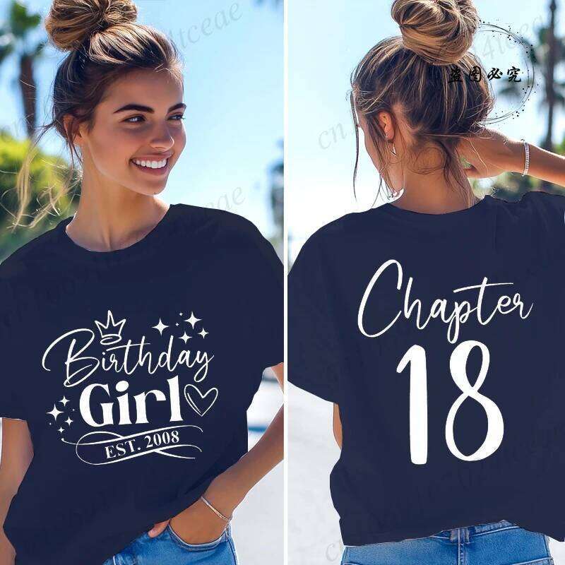 Est. 2008 Women's T-shirts Funny Gifts for Girls Tees Chapter 18 18th Birthday Girl Graphic Tops Female Clothing XJ260306