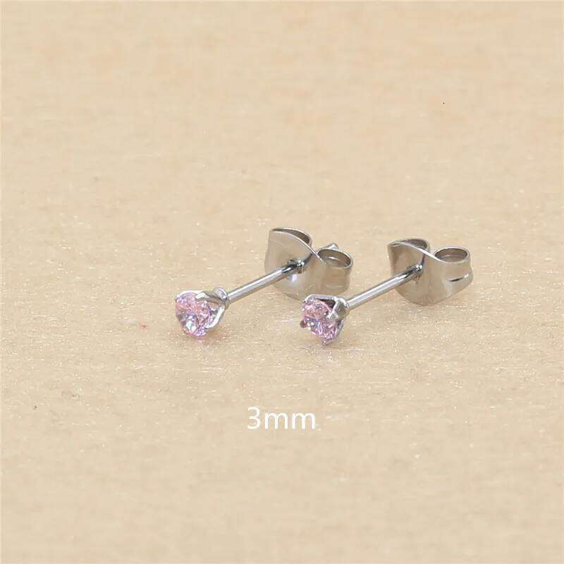 3mm AAA Round Colorful Zircons Red Stud Earrings With Stianless Steel Needle Brief Jewelry 20 Colors For Choose No Allergy H260309