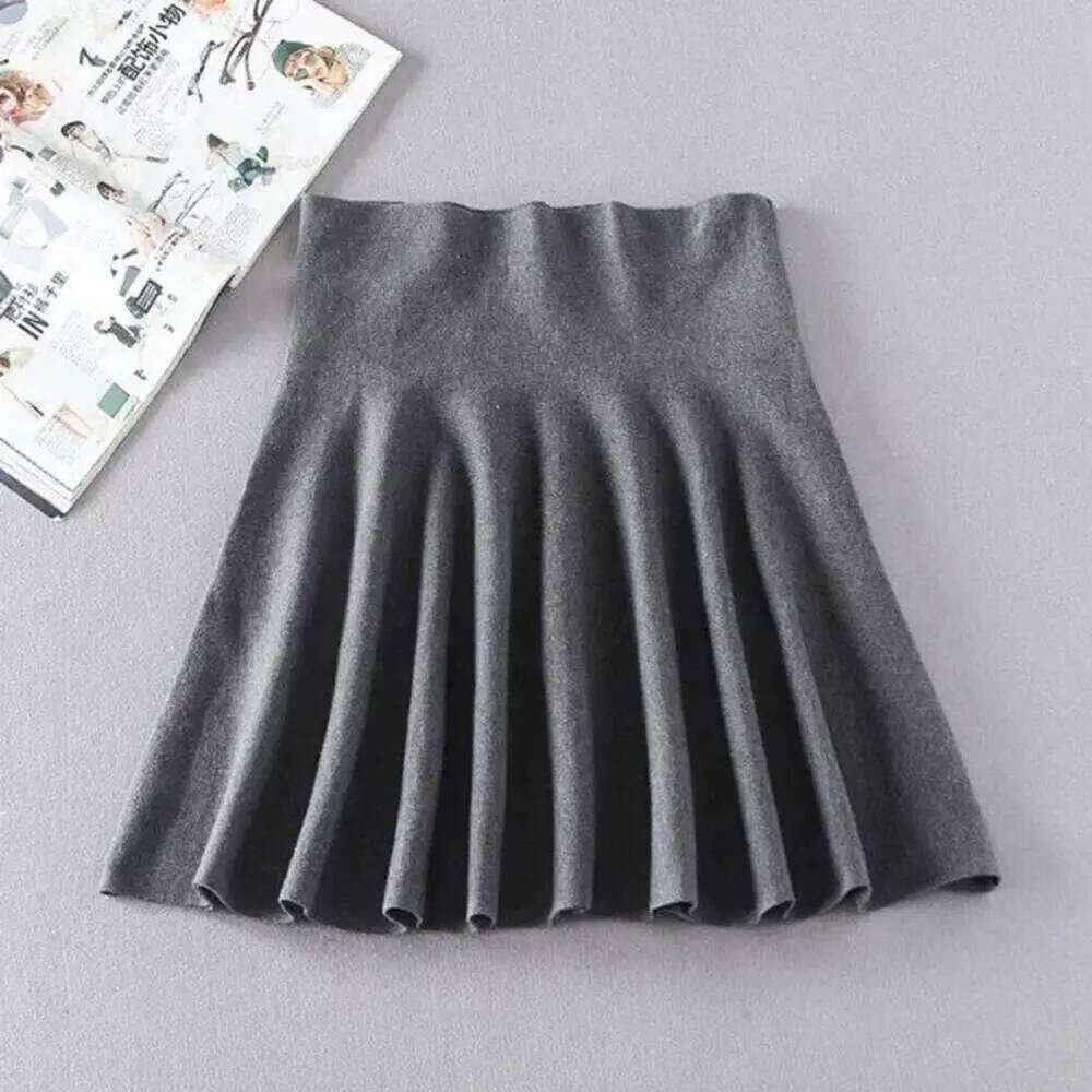 Houndstooth Korean Pleated Elegant Zipper High Waist A Line Mini Autumn Winter Trendy Short Skater Skirt XJ260309