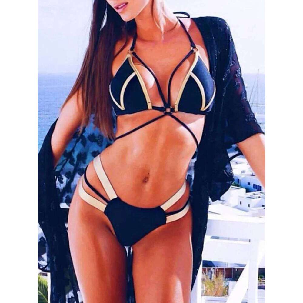 Sexy Halter Push Up Brazilian 2025 Women Bandage String Swimsuit Female Swimwear Two Pieces Bikini Set Bathing Suit Swim XJ260206
