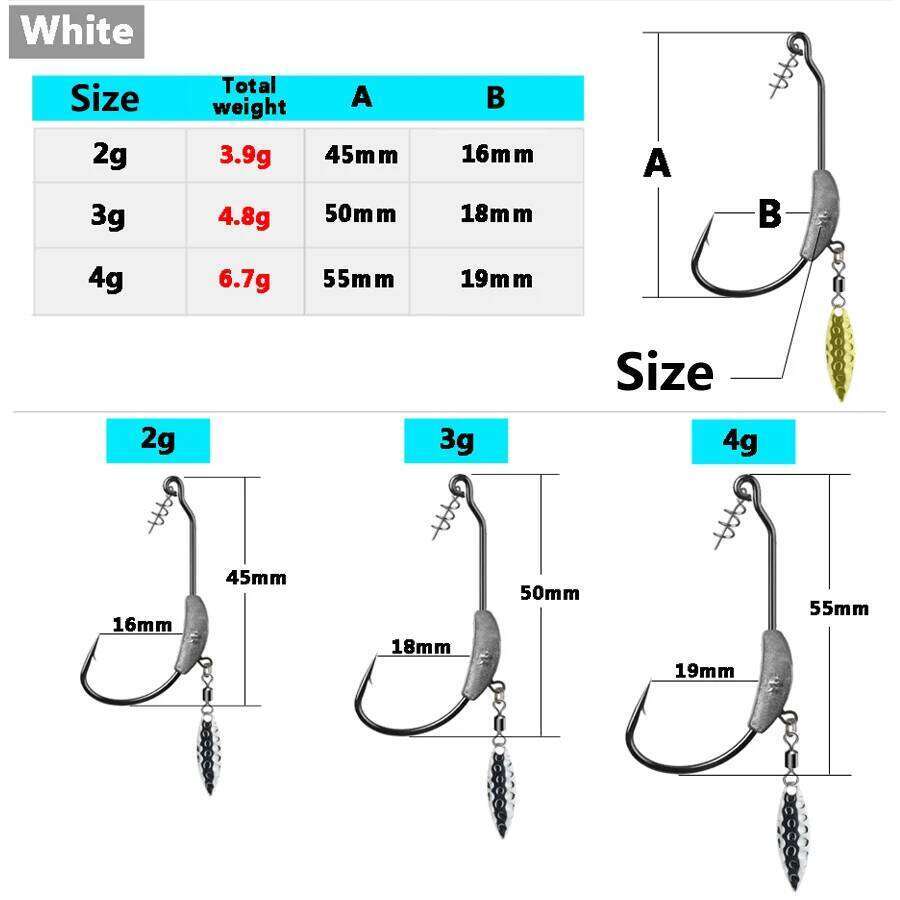 2pcs Offset Weighted Crank With Spoon sequins Hook Fish Hooks Fit for Texas Rigs Fishing Tackle S260305