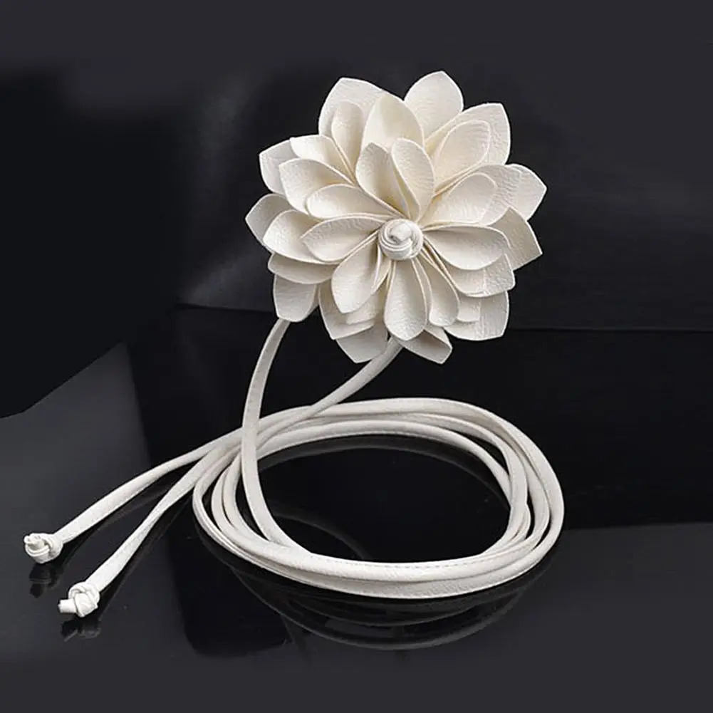 Casual Knotted Waist Chain For Dresses Lady Thin Belt Long Tassel Braid Waistband Elegant Handmade Big Flower Decorative 260309
