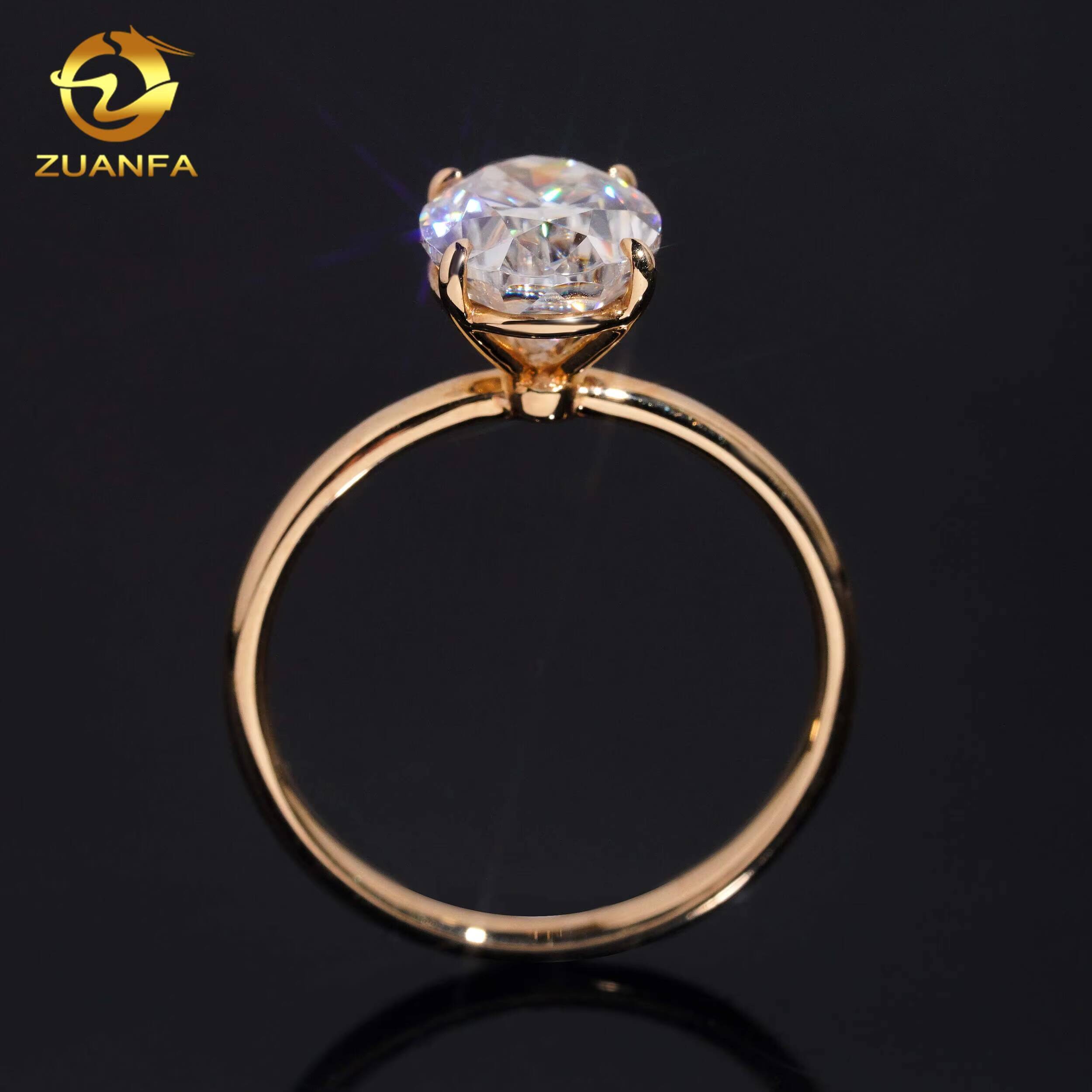 Luxury Women Jewelry 14k White Gold Moissanite Diamond Ring Vvs Oal Cut Solitair Ring Engagement Rings