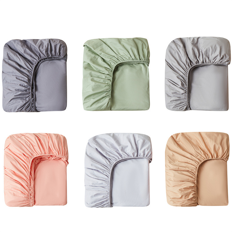 100% Cotton Fitted Sheet Single Mattress Protector Full-Coverage Non-Slip Sheet Set Wholesale